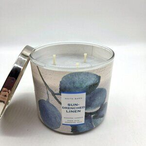 Sun-Drenched Linen White Barn 3-Wick Scented Candle Bath & Body Works Candle NEW